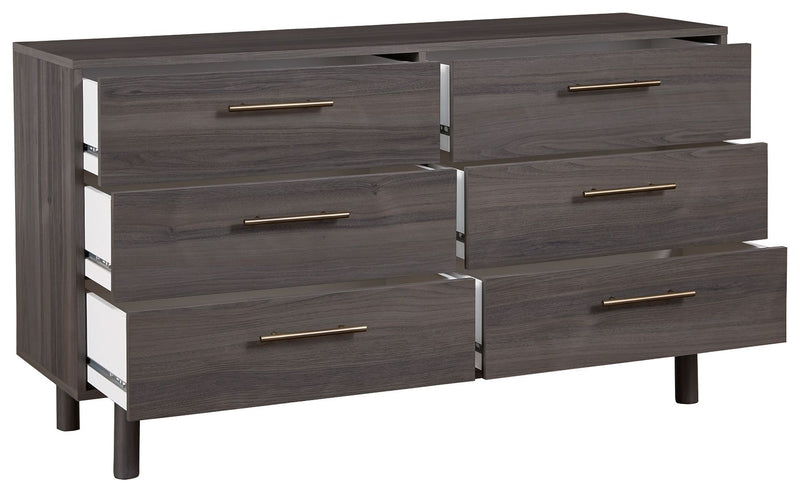 Brymont - Dark Gray - Six Drawer Dresser - Sleek.