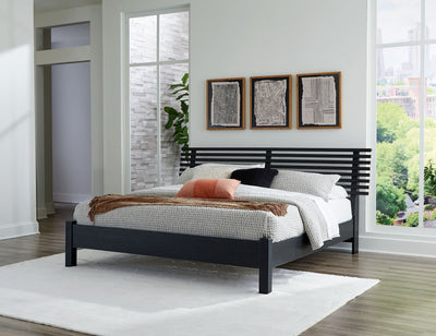 Danziar - Black - King Slat Panel Bed With Low Footboard