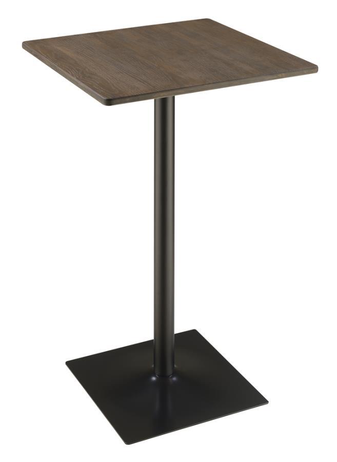 Cavalier - Square Bar Table - Dark Elm and Matte Black.