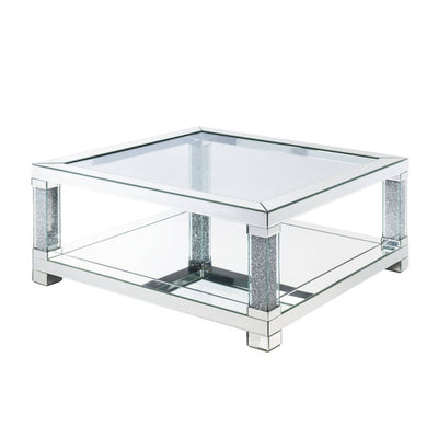 Noralie - Coffee Table - Mirrored & Faux Diamonds - Wood