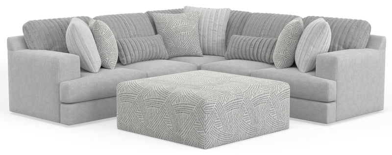 Logan - 2 Piece Upholstered Sectional With Comfort Coil Seating - 46" Cocktail Ottoman And 8 Accent Pillows Included - Moonstruck