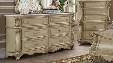 Monique - Dresser With Marble Top - Champagne