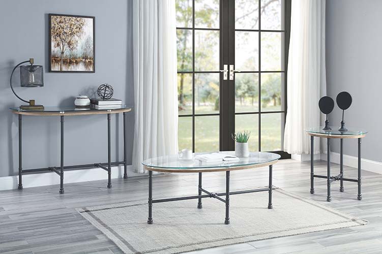 Brantley - Side Table - Clear Glass & Sandy Gray Finish - Grand Furniture GA