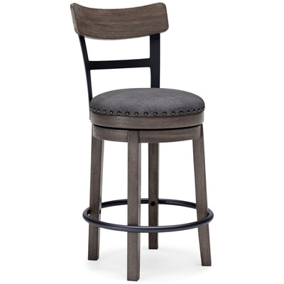 Caitbrook - Gray - Uph Swivel Barstool.