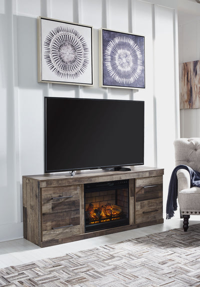 Derekson - Multi Gray - TV Stand With Electric Fireplace.