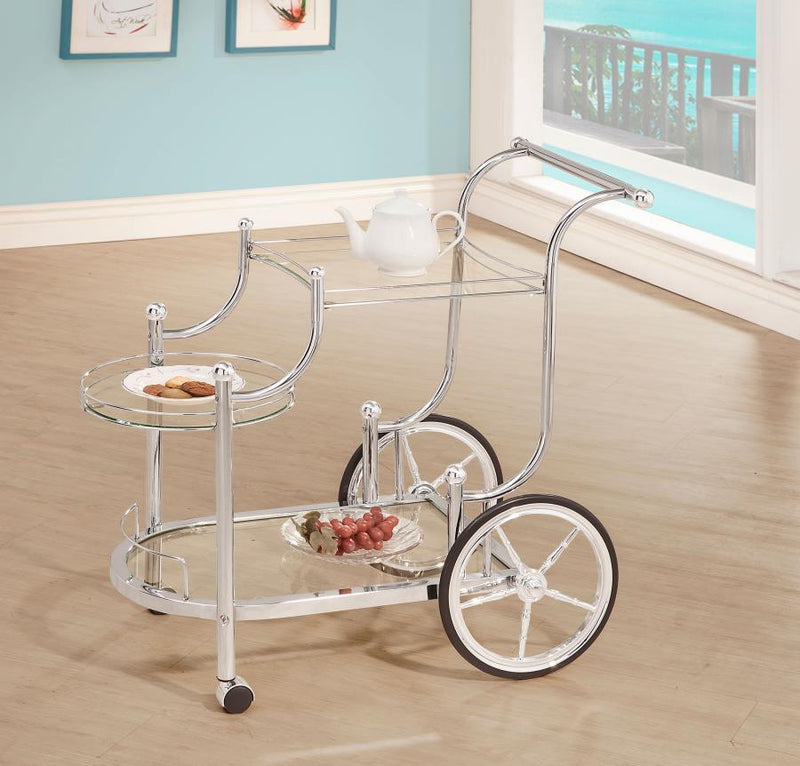 Sarandon - 3-Tier Serving Cart - Chrome and Clear.