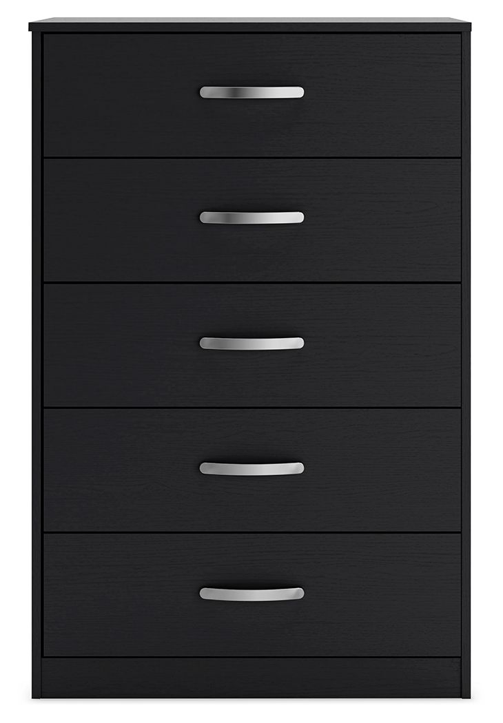 Finch - Black - Five Drawer Chest - 46" Height.