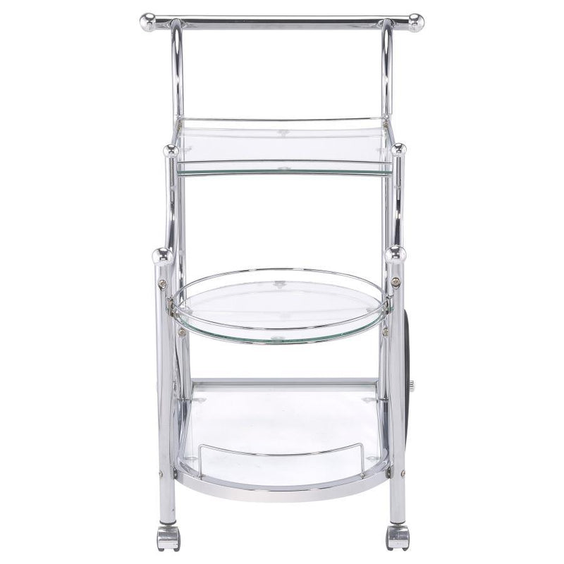 Sarandon - 3-Tier Serving Cart - Chrome and Clear.