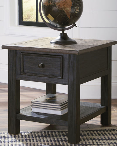 Tyler - Grayish Brown / Black - Rectangular End Table.