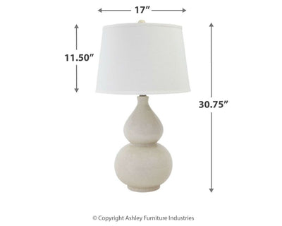 Saffi - Cream - Ceramic Table Lamp.