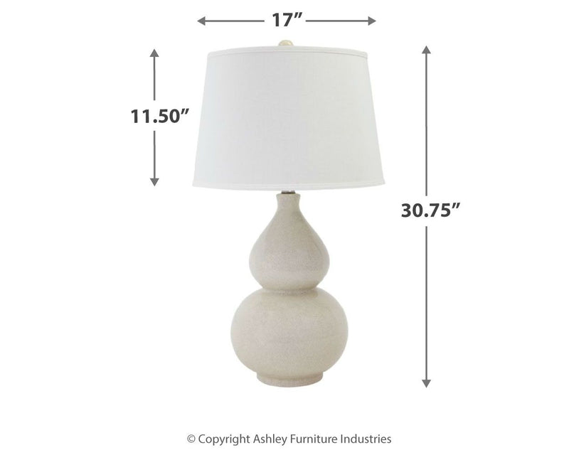 Saffi - Cream - Ceramic Table Lamp.