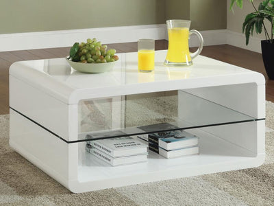 Elana - Rectangle 2-Shelf - Coffee Table - Glossy White.