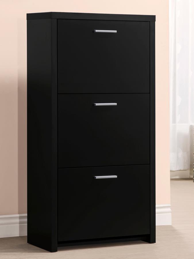 Vivian - 3-Drawer Shoe Cabinet - Black.