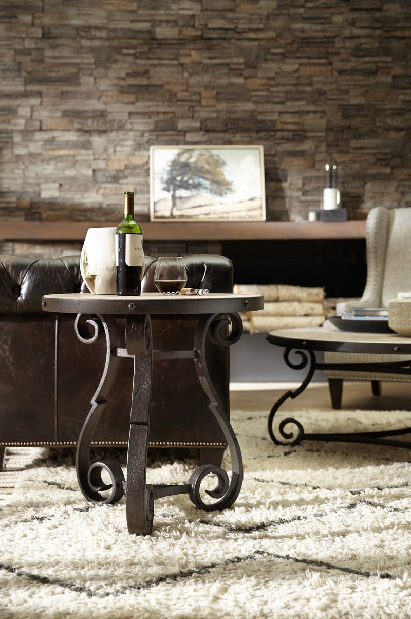 Hill Country - Luckenbach Metal And Stone End Table.