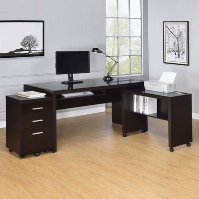 Skeena - 3-Piece Home Office Set - Cappuccino.