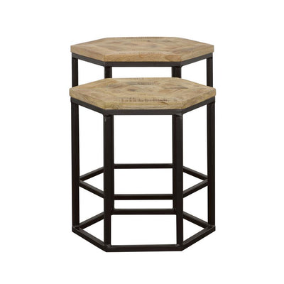 Adger - 2-Piece Hexagon Nesting Tables - Natural and Black.