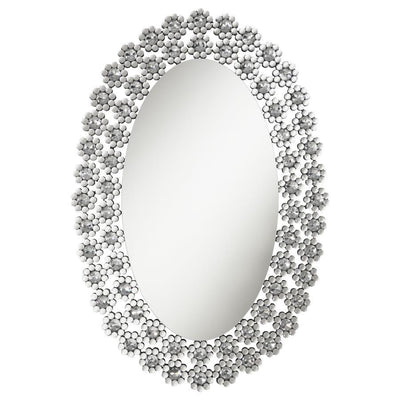 Colleen - Oval Wall Mirror With Faux Crystal Blossoms.