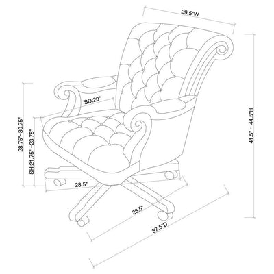 Calloway - Tufted Adjustable Height Office Chair - Dark Brown - Swivel Chairs - Grand Furniture GA