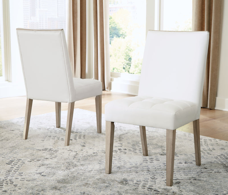 Wendora - Bisque / White - Dining Uph Side Chair (Set of 2).