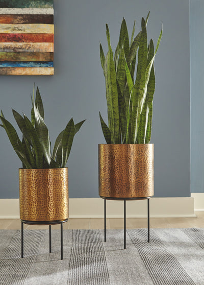 Donisha - Antique Brass Finish - Planter Set (Set of 2).