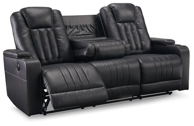 Center Point - Black - Rec Sofa W/Drop Down Table - Reclining Sofas - Grand Furniture GA