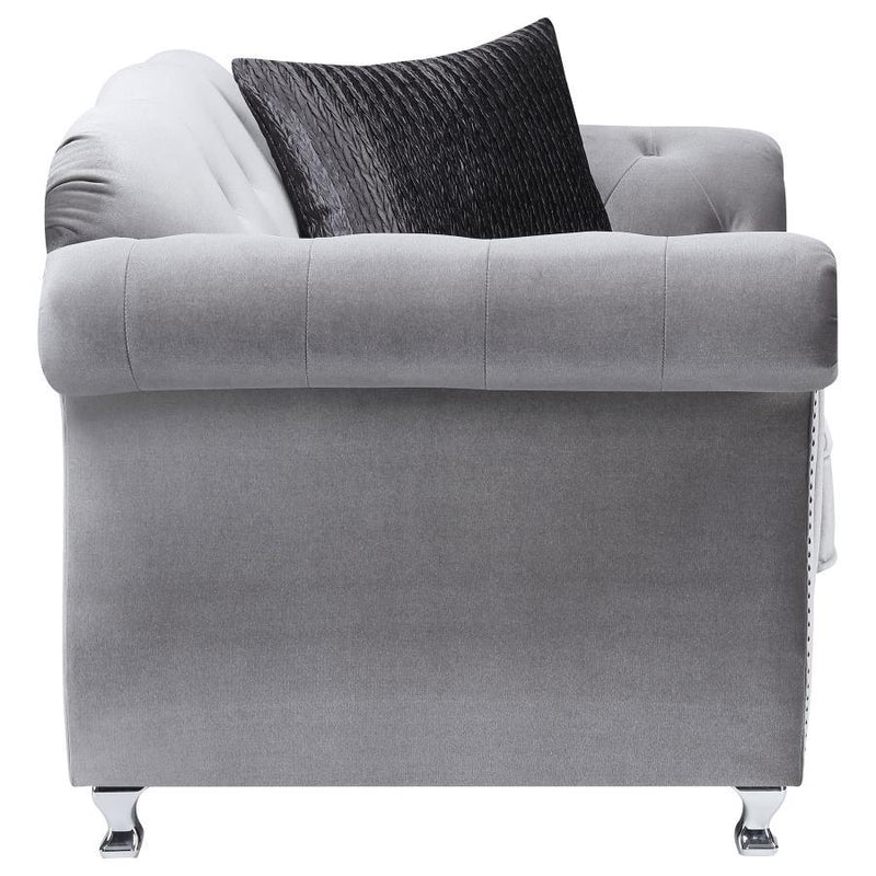 Frostine - Button Tufted Chair - Silver.