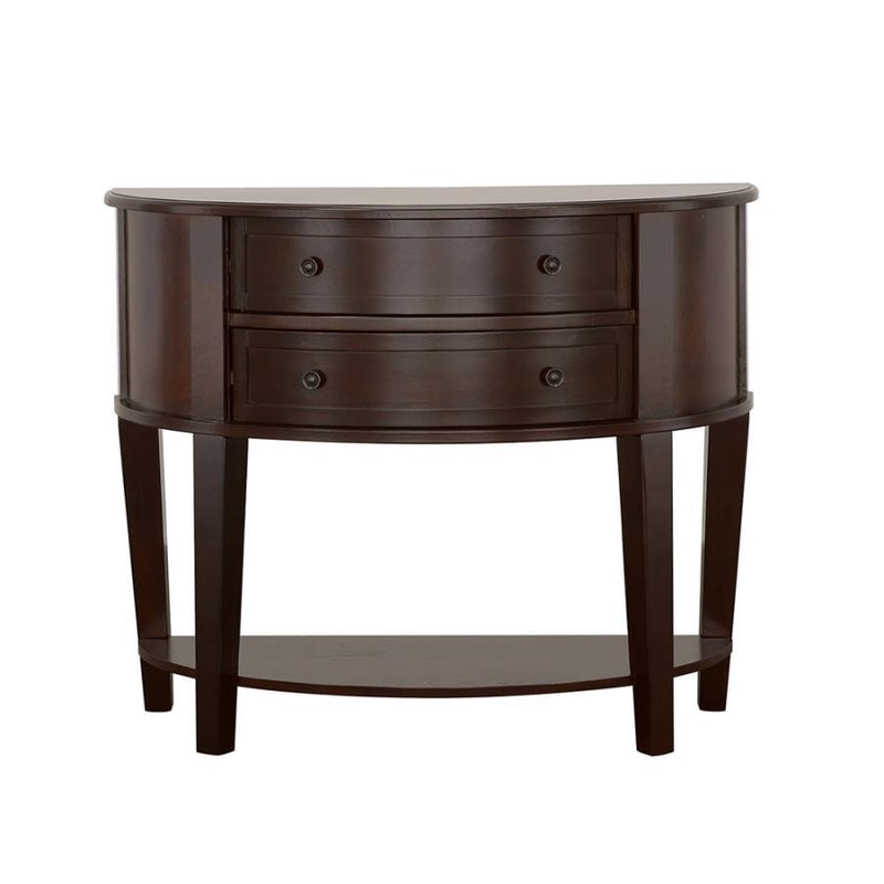 Diane - 2-Drawer Demilune Shape Console Table - Cappuccino.