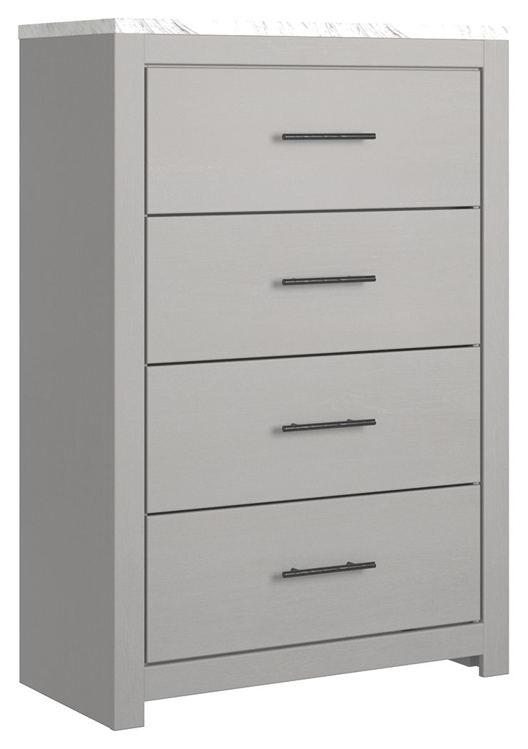 Cottonburg - Light Gray / White - Four Drawer Chest.