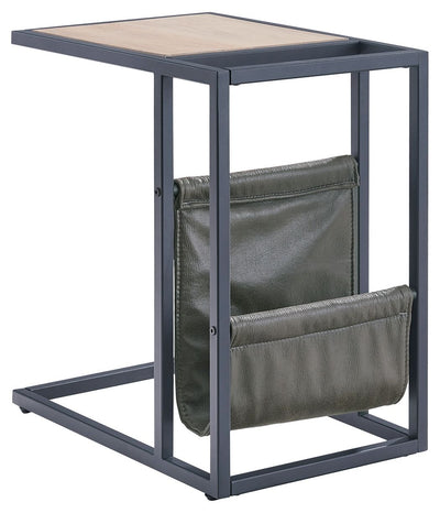 Freslowe - Light Brown / Black - Chair Side End Table With Magazine Basket.