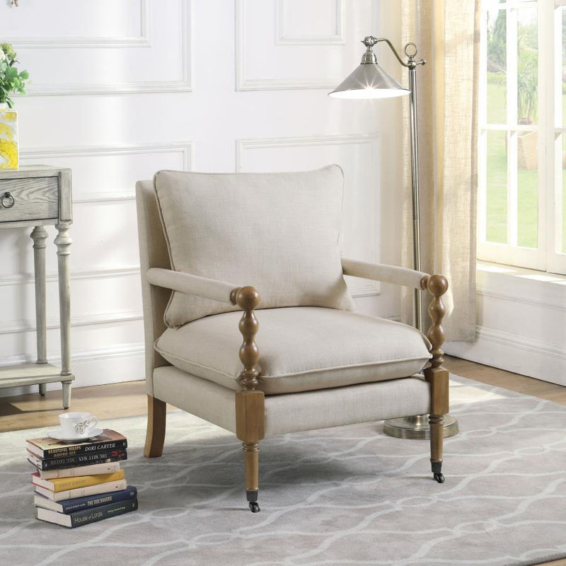 Blanchett - Upholstered Accent Chair With Casters - Beige.