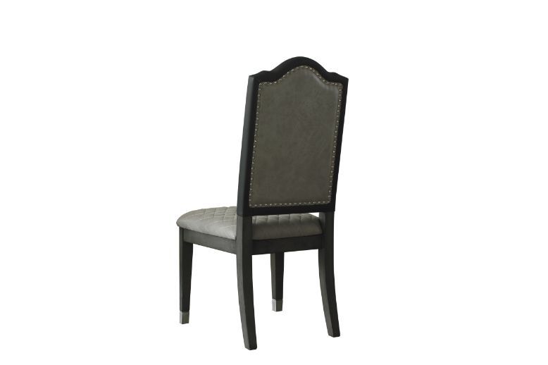 House - Beatrice Side Chair (Set of 2) - Two Tone Gray Fabric & Charcoal Finish - Grand Furniture GA