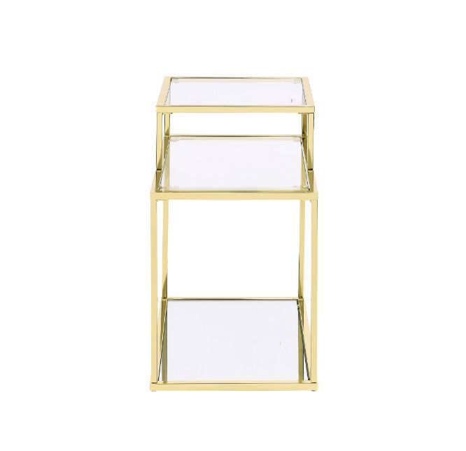 Uchenna - Accent Table - Clear Glass & Gold Finish - 23" - Grand Furniture GA