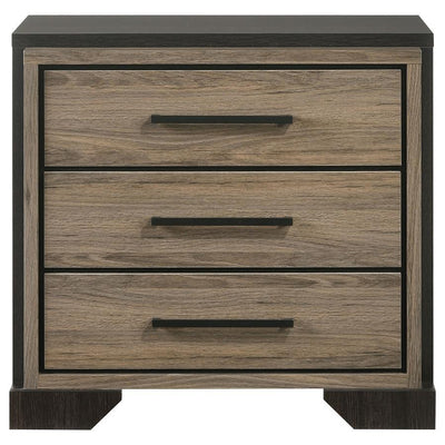 Baker - 3-Drawer Nightstand - Brown and Light Taupe.