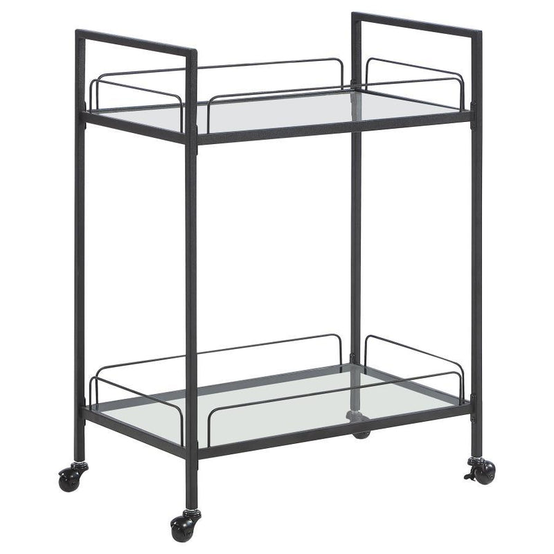 Curltis - Serving Cart With Glass Shelves - Clear and Black.