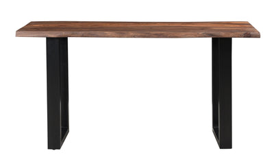 Brownstone II - Table With Natural Live Edge Top And Metal Base.