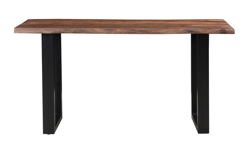 Brownstone II - Table With Natural Live Edge Top And Metal Base.