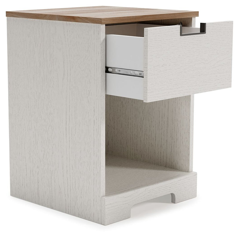 Vaibryn - White / Brown / Beige - One Drawer Night Stand.