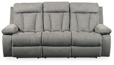 Mitchiner - Fog - Rec Sofa W/Drop Down Table