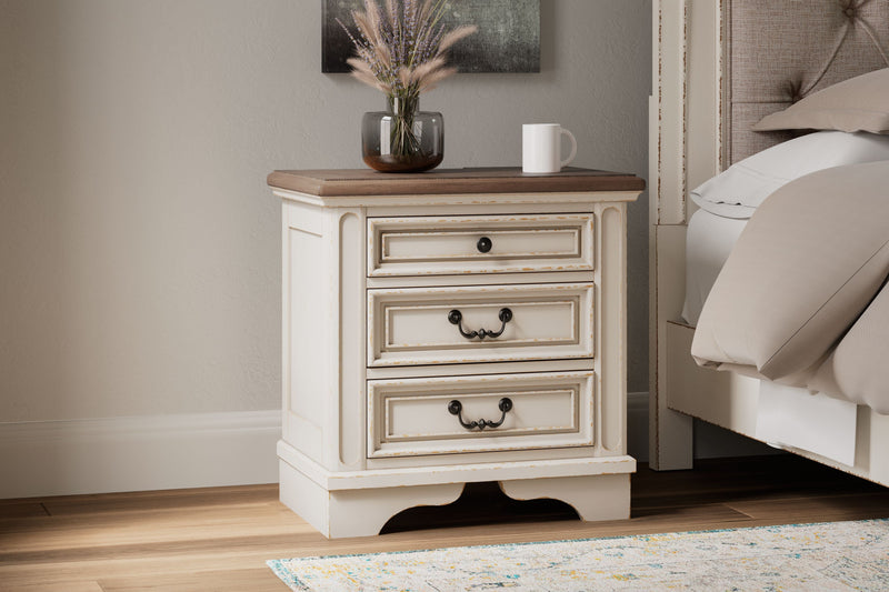 Realyn - White / Brown / Beige - Three Drawer Night Stand.