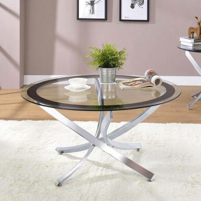 Brooke - Glass Top Coffee Table - Chrome and Black.