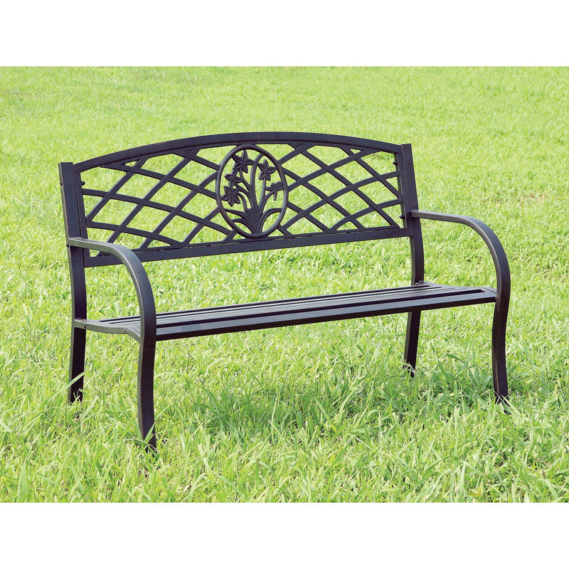 Minot - Patio Steel Bench - Black