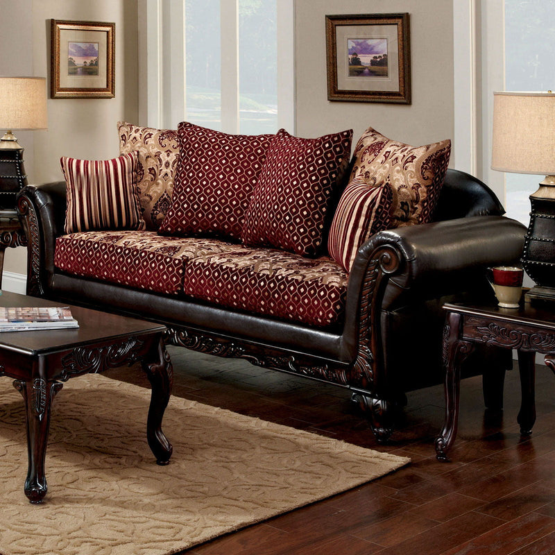 Ellis - Sofa - Burgundy / Brown / Dark Cherry - Grand Furniture GA