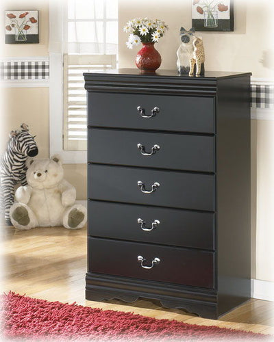 Huey - Black - Five Drawer Chest.