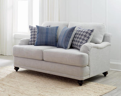 Glenn - Recessed Arms Loveseat - Light Grey.