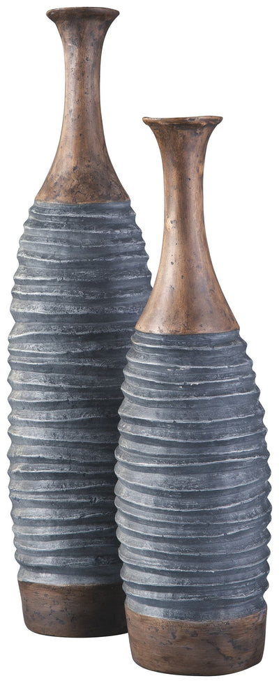 Blayze - Antique Gray / Brown - Vase Set (Set of 2).