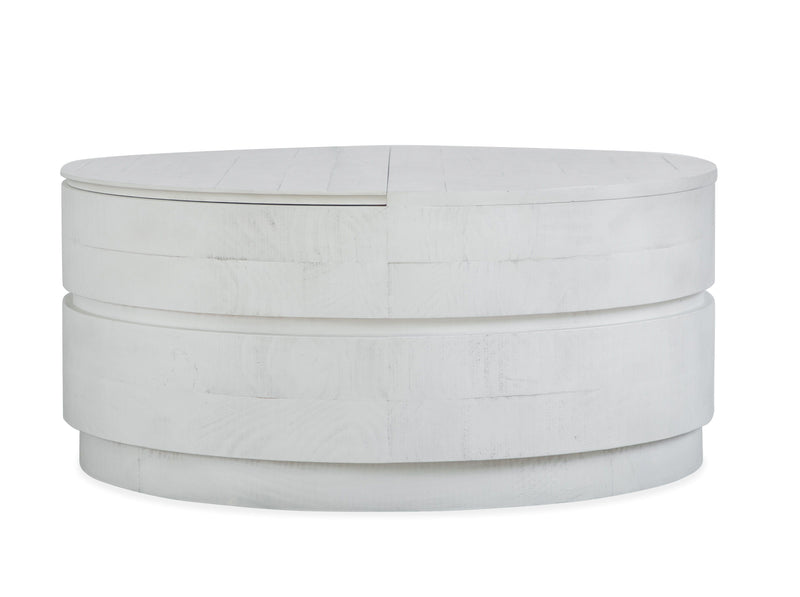 Claudette - Round Lift Top Cocktail Table With Casters - Alabaster.