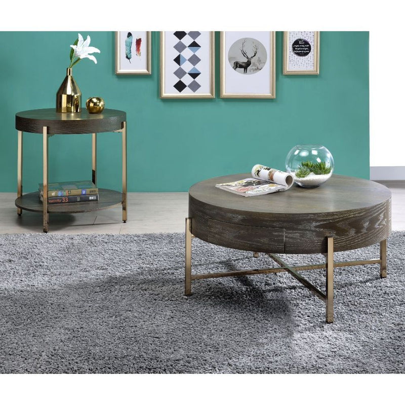 Weyton - Coffee Table - Dark Oak & Champagne - Grand Furniture GA