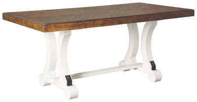 Valebeck - White / Brown - Rectangular Dining Room Table.