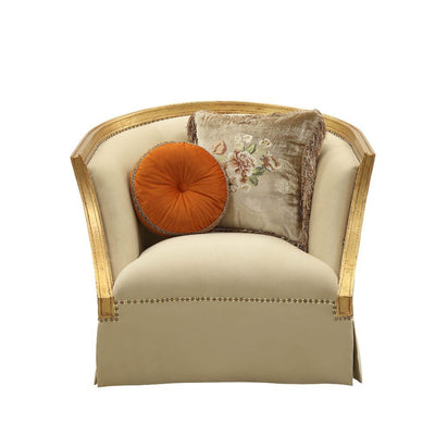 Daesha - Chair - Tan Flannel & Antique Gold - Grand Furniture GA