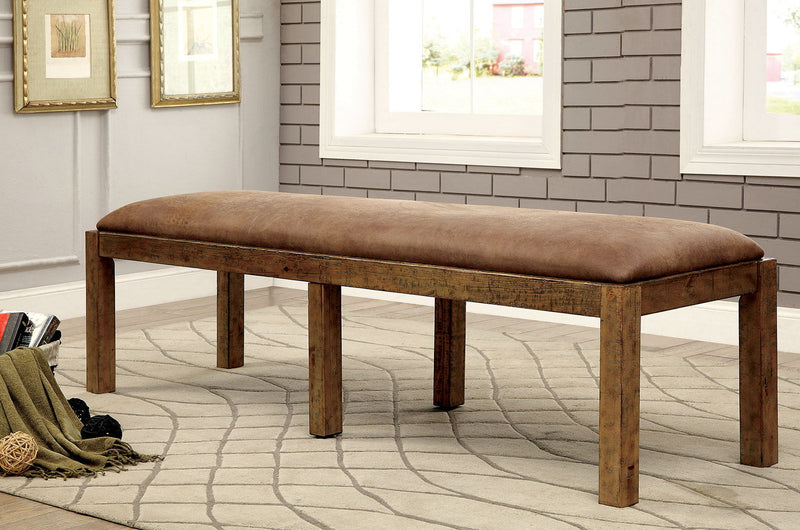 Gianna Fabric Bench - Rustic Oak / Brown - Grand Furniture GA